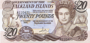 P15 Falkland Islands 20 Pounds 1984