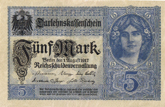 P 56a Germany 5 Mark Year 1917