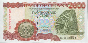 P33a Ghana 2000 Cedis Year 1996