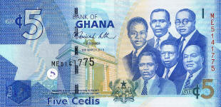 P38b Ghana 5 Cedis year 2010