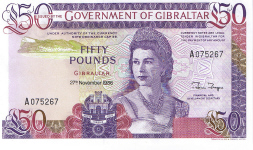 P24 Gibraltar 50 Pounds Year 1986
