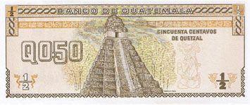 P 72 Guatamala 1/2 Quatzal Year 1989