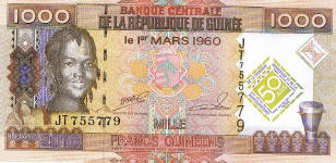 P43 Guinea 1000 Francs Year 2010