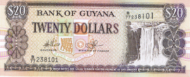 P30e Guyana 20 Dollars year 2008