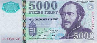 P182 Hungary 5000 Forint Year 1999