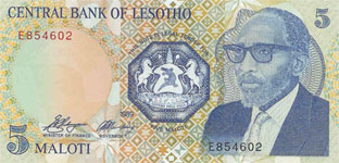 P10 Lesotho 5 Maloti Year 1989