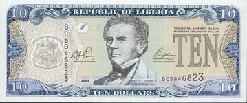 P27 Liberia  10 Dollars Year 2003