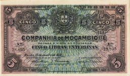 PR32 Mozambique 5 Libras Year 1934 XF