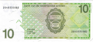 P23c Netherlands Antilles 10 Gulden Year 1994