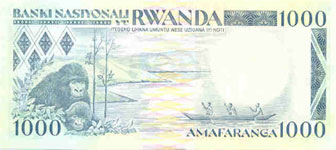 P21 Rwanda 1000 Francs Year 1988
