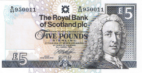 P352c Scotland 5 Pound year 1999