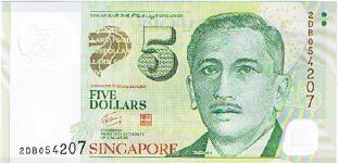 P47 Singapore 5 Dollars Polymer