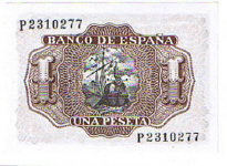 P144a Spain 1 Peseta Year 1953