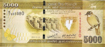 P128 Sri Lanka 5000 Rupees year 2010