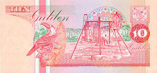 P137a Surinam 10 Gulden Year 1991