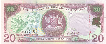 P44b Trinidad & Tobago 20 Dollar Year 2002
