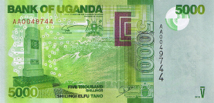 P51a Uganda 5.000 Shillings Year 2010