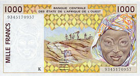 P711Kl Senegal W.A.S. K 1000 Francs Year 2002