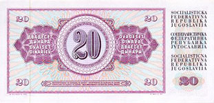 P 85 Yugoslavia 20 Dinars Year 1974