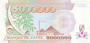 P46S Zaire Specimen 5.000.000 Zaires Year 1992