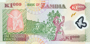 P44d Zambia 1000 Kwacha Year 2003/04/05/06Polymer