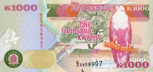 P40a Zambia 1000 Kwacha Year 1992