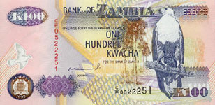 P38b Zambia 100 Kwacha Year 1992