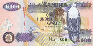 P38d Zambia  100 Kwacha Year 2003