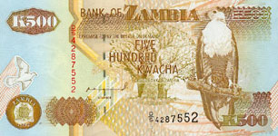 P39a Zambia 500 Kwacha Year 1992