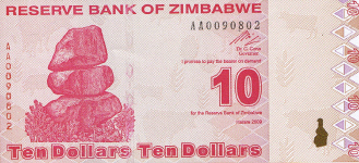 P 94 Zimbabwe 10 Dollar 2009