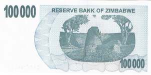 P 48b Zimbabwe Bearer Cheque 100.000 Dollars until 2007