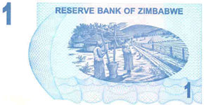 P 37 Zimbabwe Bearer Cheque 1 Dollar 2006