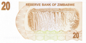 P 40 Zimbabwe Bearer Cheque 20 Dollar 2006
