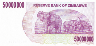 P 57 Zimbabwe Bearer Cheque 50.000.000 Dollars 2008